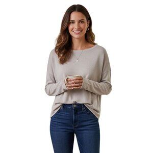 Garnet Hill Silk Cotton Sustainable Pullover Drop Shoulder 2021 Neutral Size S